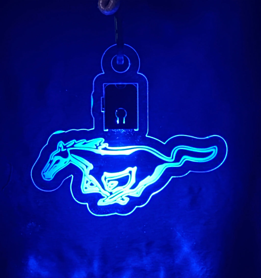 Led Acrylic Car Rear View Mirror Charm Ford Mustang Logo