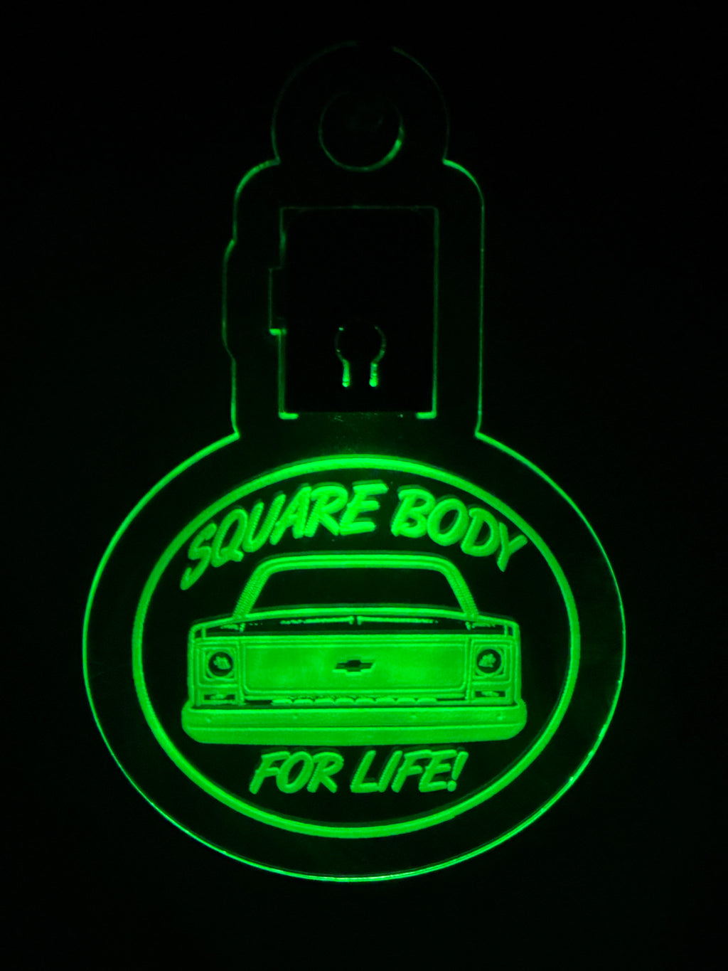 Led Acrylic Car Rear View Mirror Hanger Charm Squarebody For Life Dodge Chevy Ford