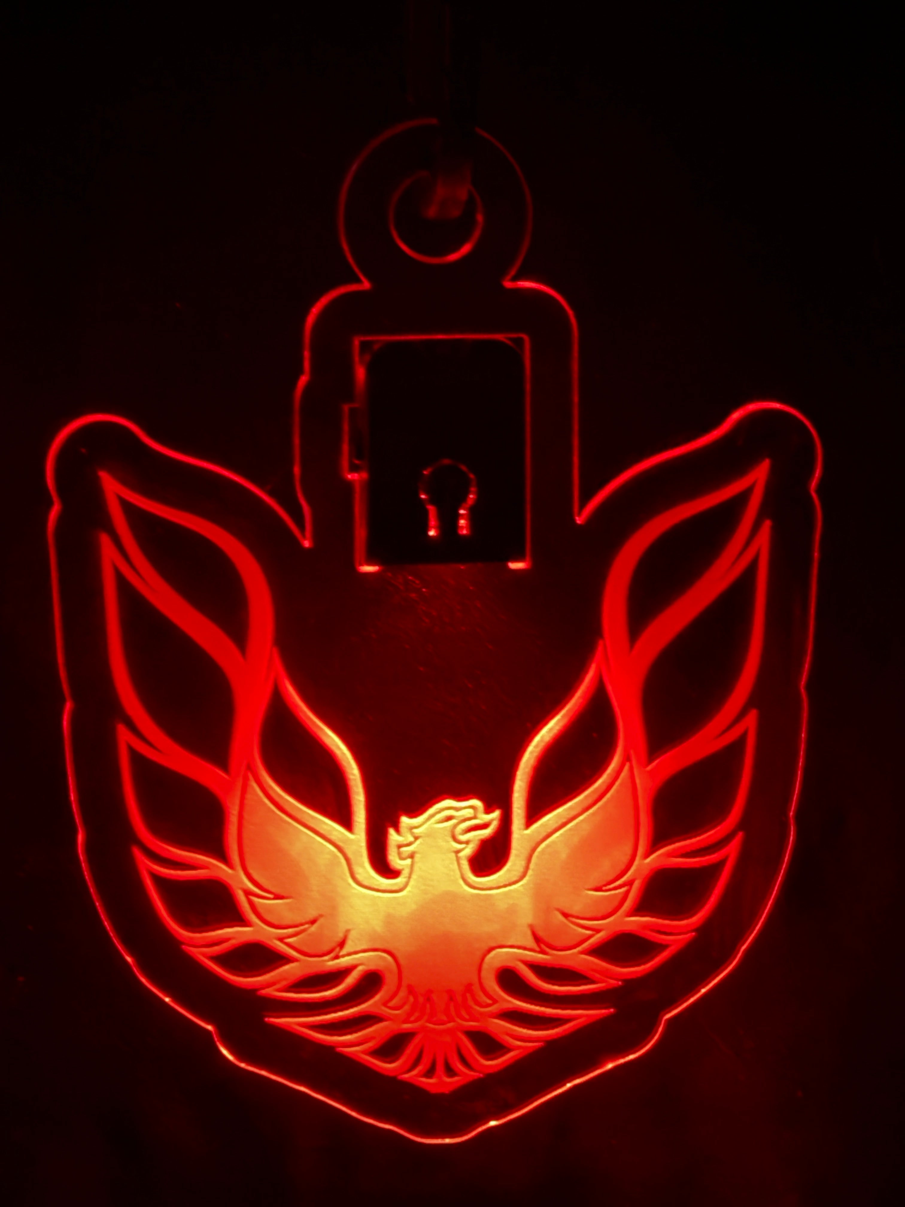 Led Acrylic Car Rear View Mirrir Hanger Charm Pontiac Firebird Trans Am Screaming Chicken