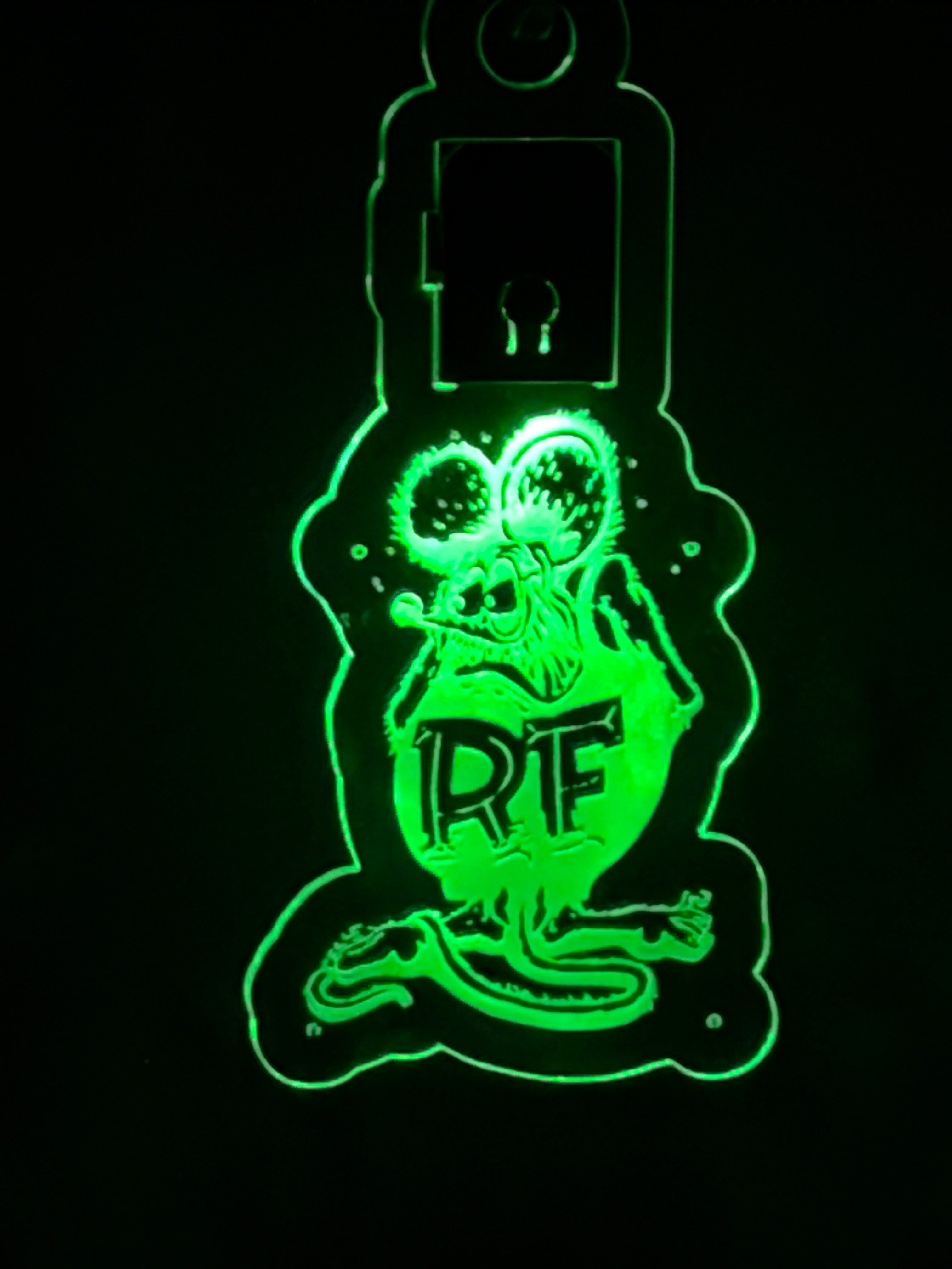 Led Acrylic Rear View Hanger Car Charm Old School Rat Fink Rat Rod Hot Rod