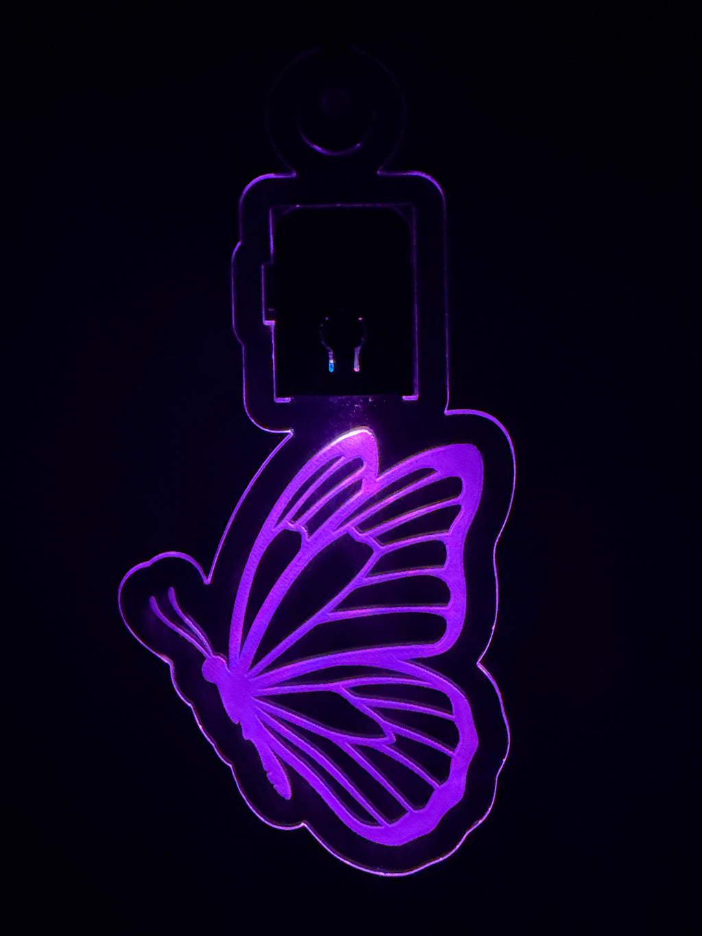 Led Acrylic Rear View Mirror Hanger Car Charm Butterfly