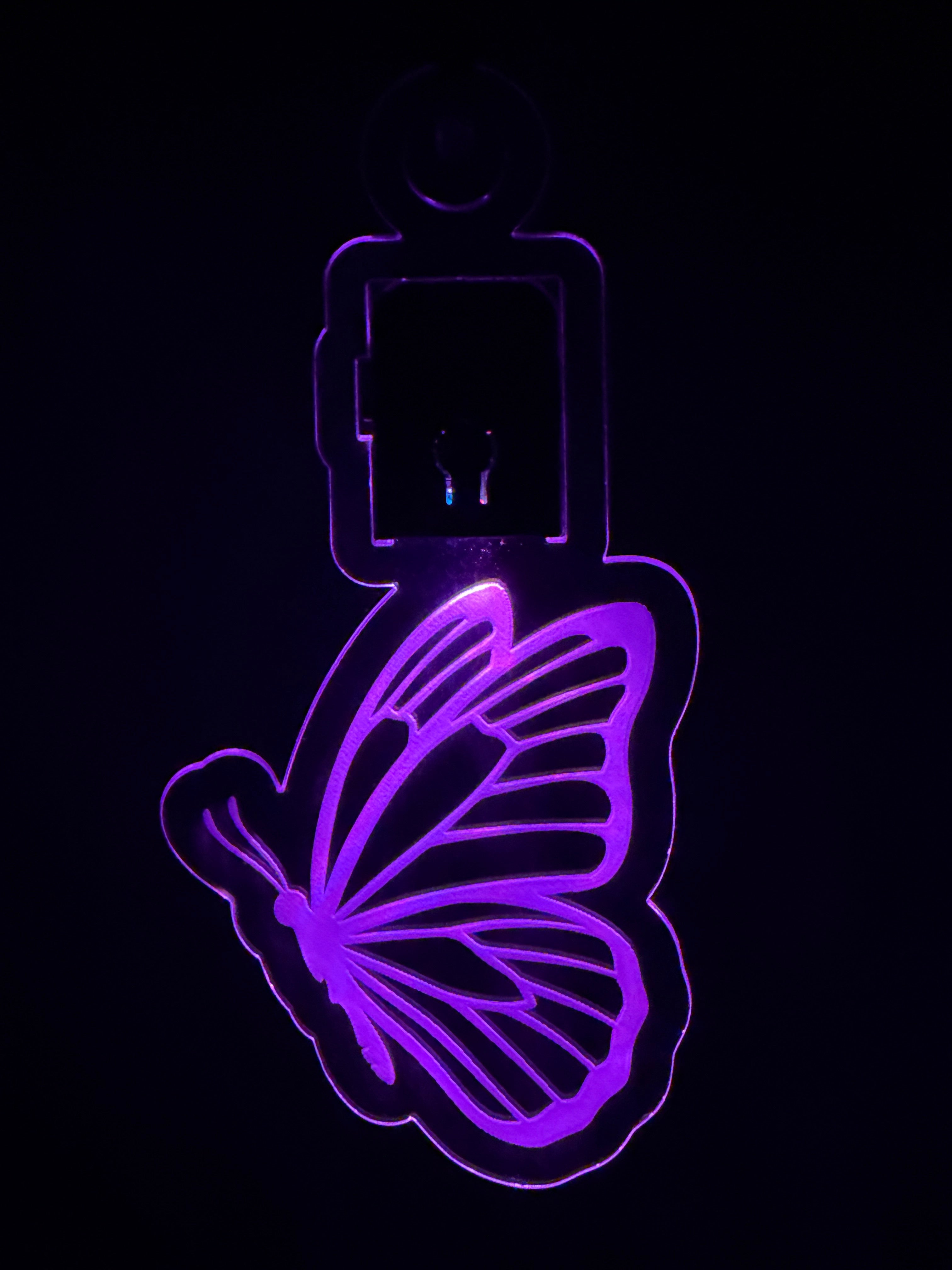 Led Acrylic Rear View Mirror Hanger Car Charm Butterfly