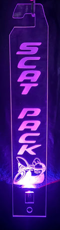 Multi-Color LED Light Custom Acrylic Dodge Challenger Scat Pack Hood Prop