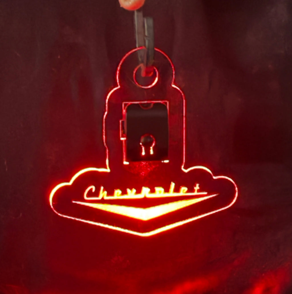 Led Acrylic Car Rear View Mirror Hanger Charm Vintage Chevrolet Chevy